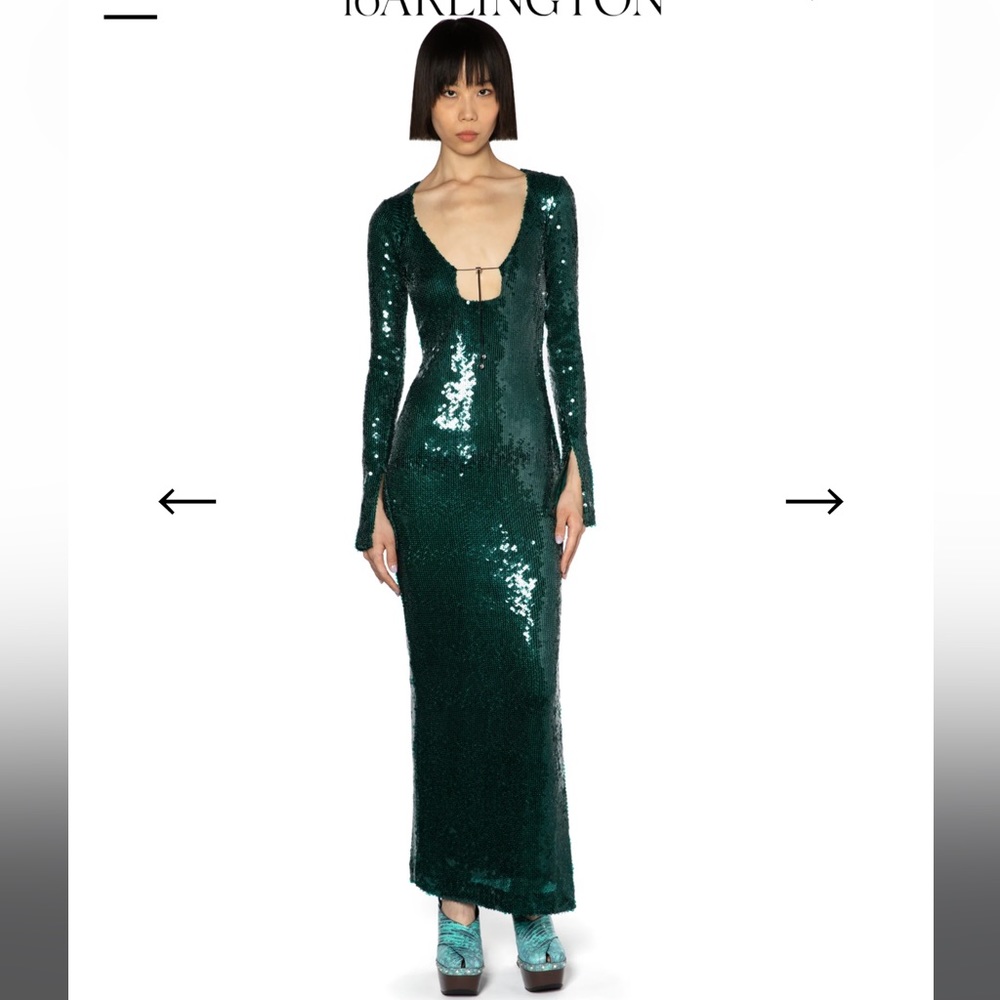 16Arlington SOLARIA MIDI DRESS IN GREEN SEQUIN